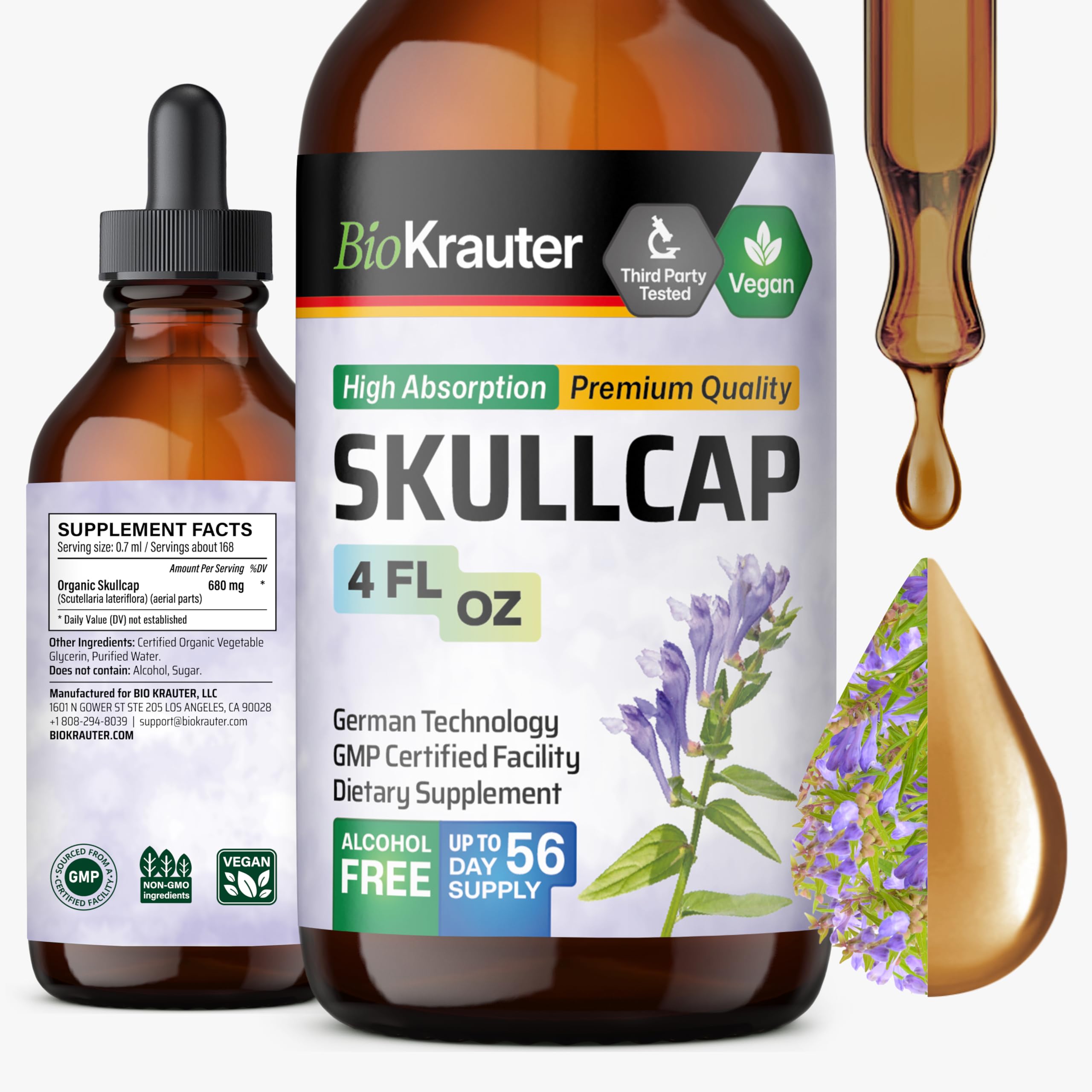 BIO KRAUTER Skullcap Tincture 4 Fl Oz front view