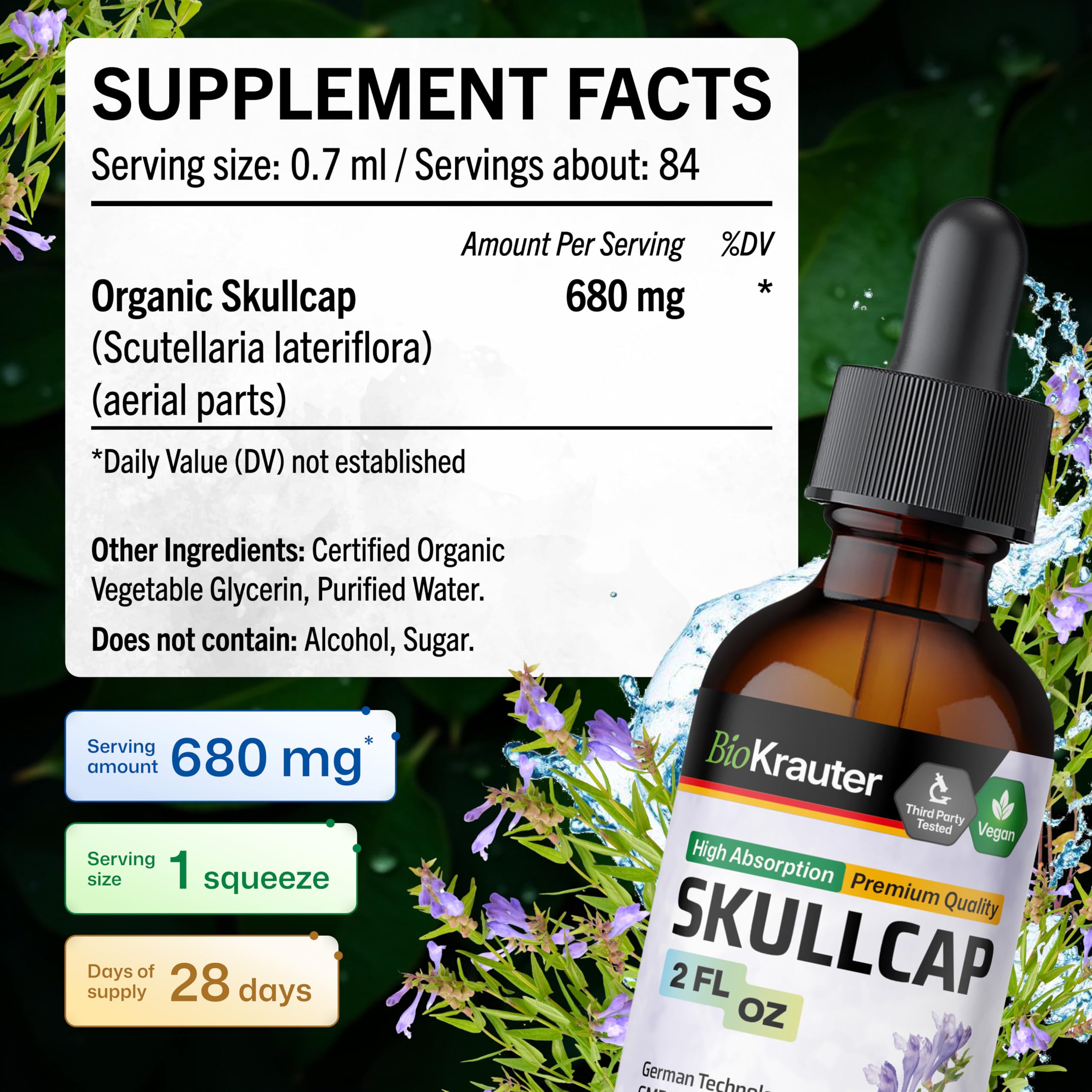 BIO KRAUTER Skullcap Tincture dropper close-up