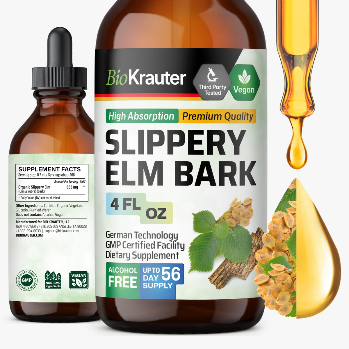 BIO KRAUTER Slippery Elm Tincture 685mg front view