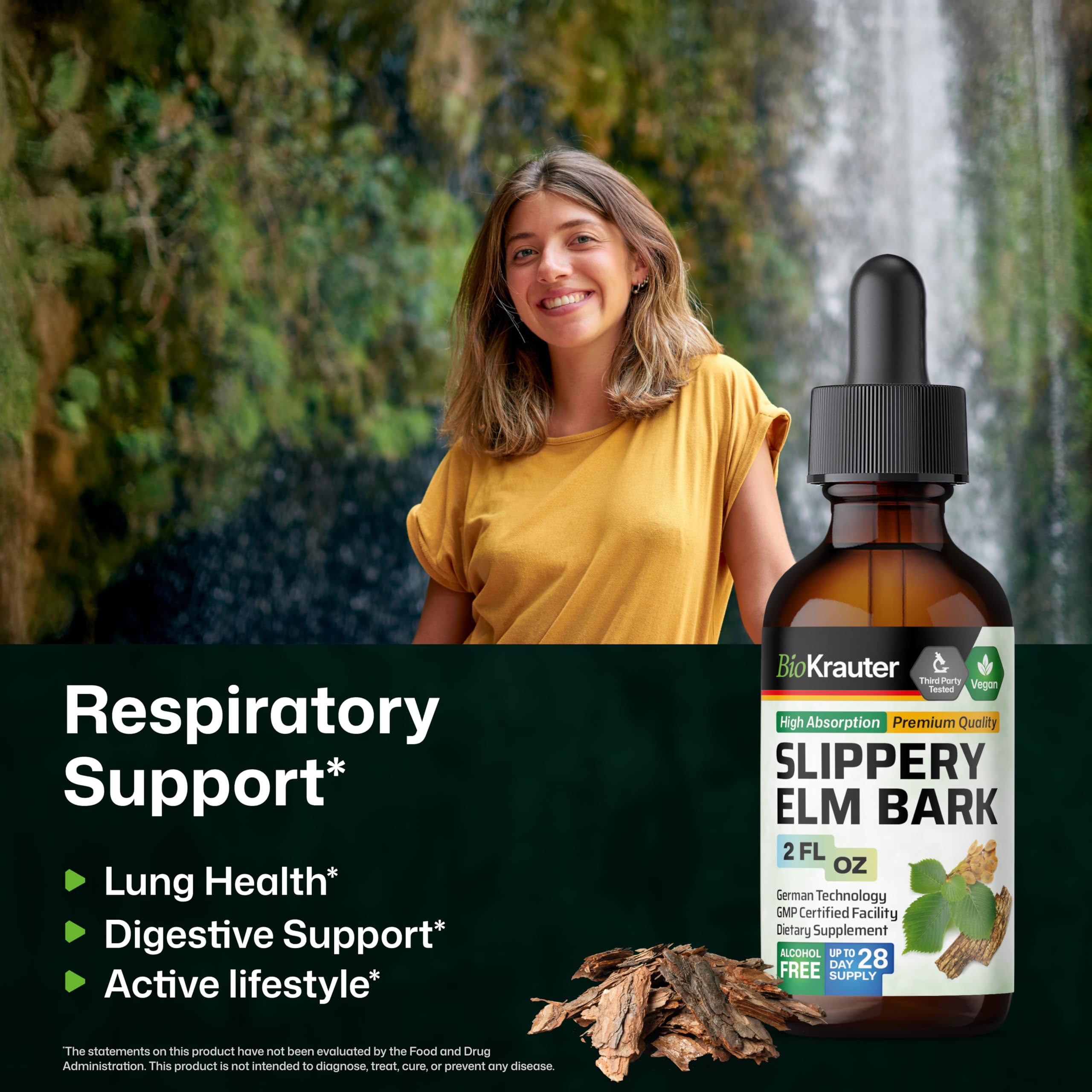 BIO KRAUTER Slippery Elm Tincture bottle with label