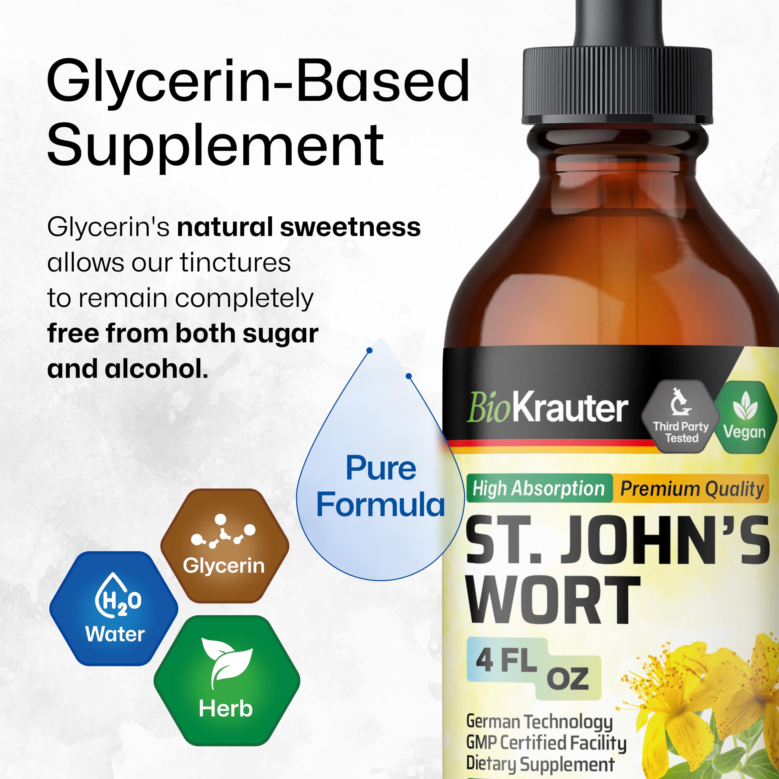 BIO KRAUTER St John's Wort Tincture being added to a beverage