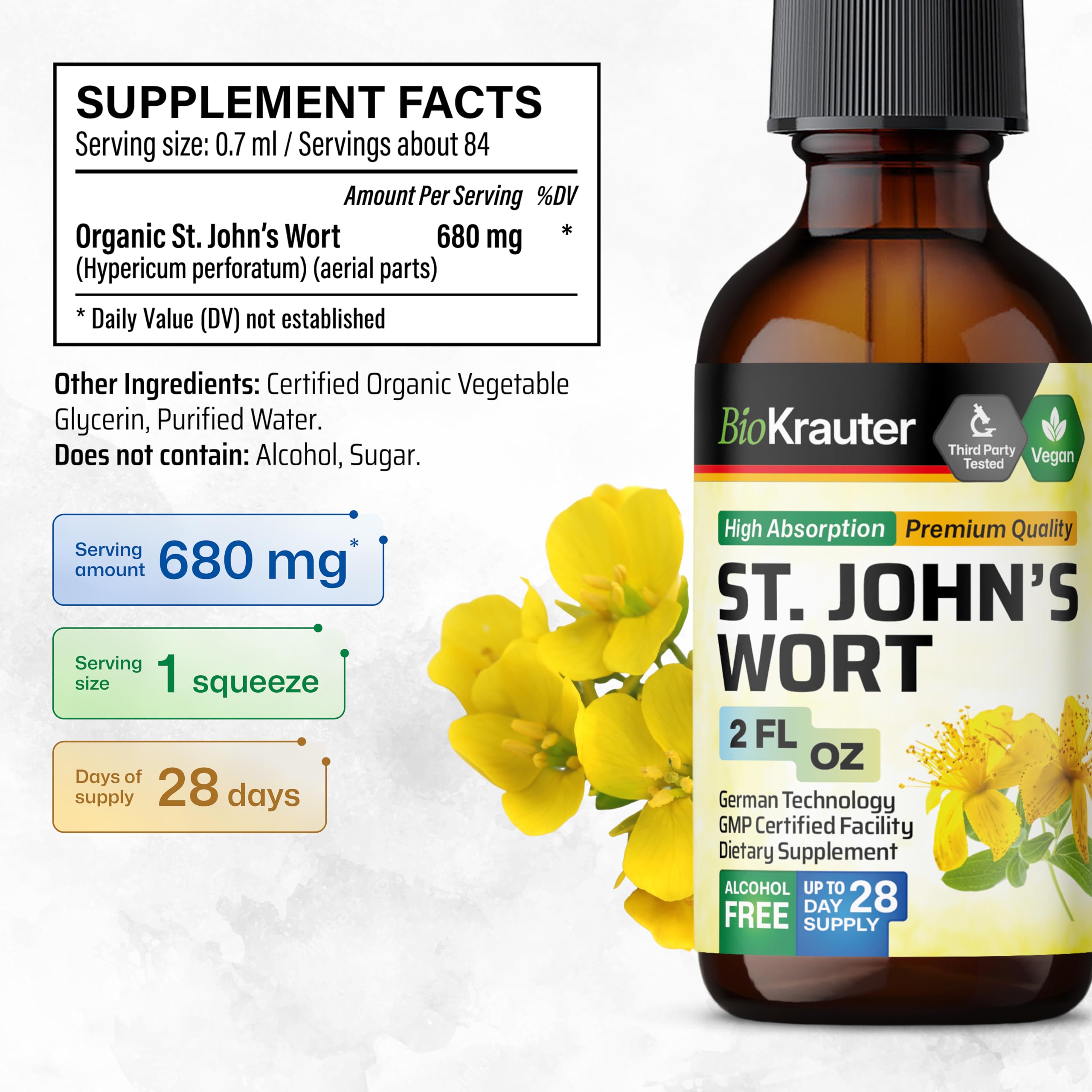 BIO KRAUTER St John's Wort Tincture bottle side view