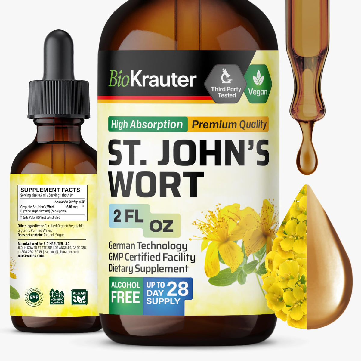 BIO KRAUTER St John's Wort Tincture front view with packaging