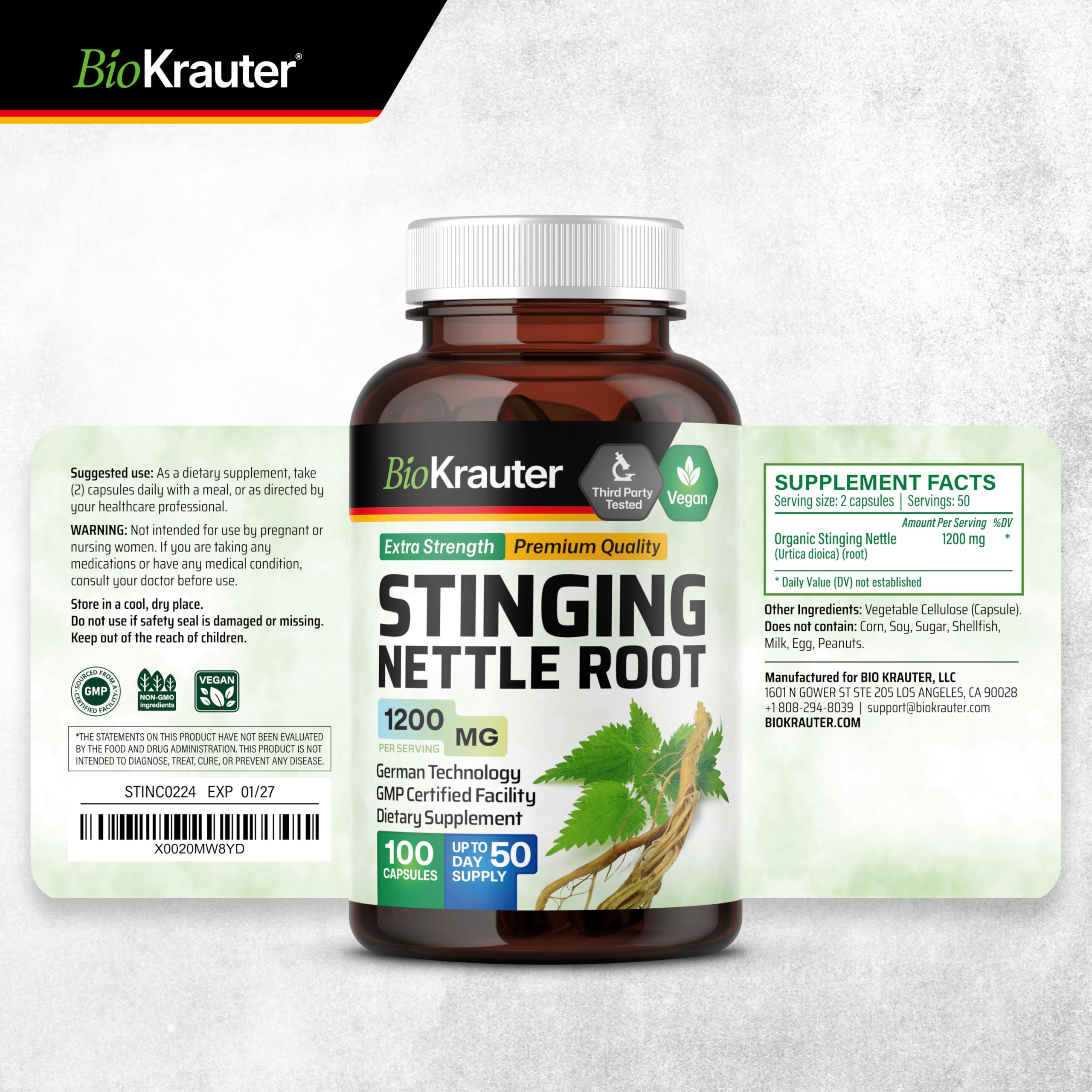 BIO KRAUTER Stinging Nettle Capsules in hand