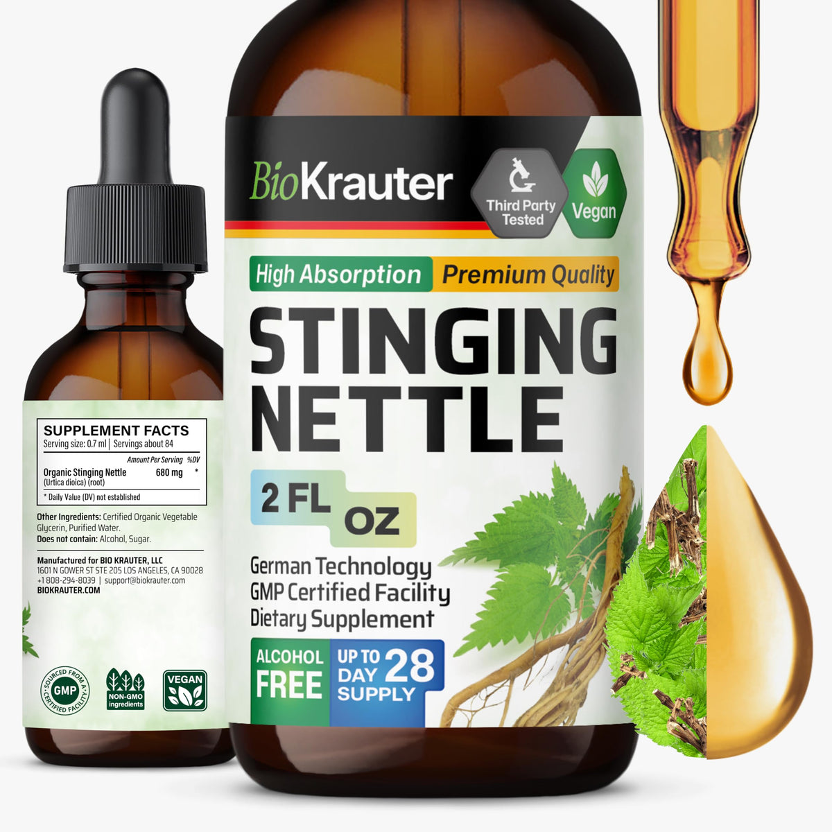 BIO KRAUTER Stinging Nettle Tincture 141g front view
