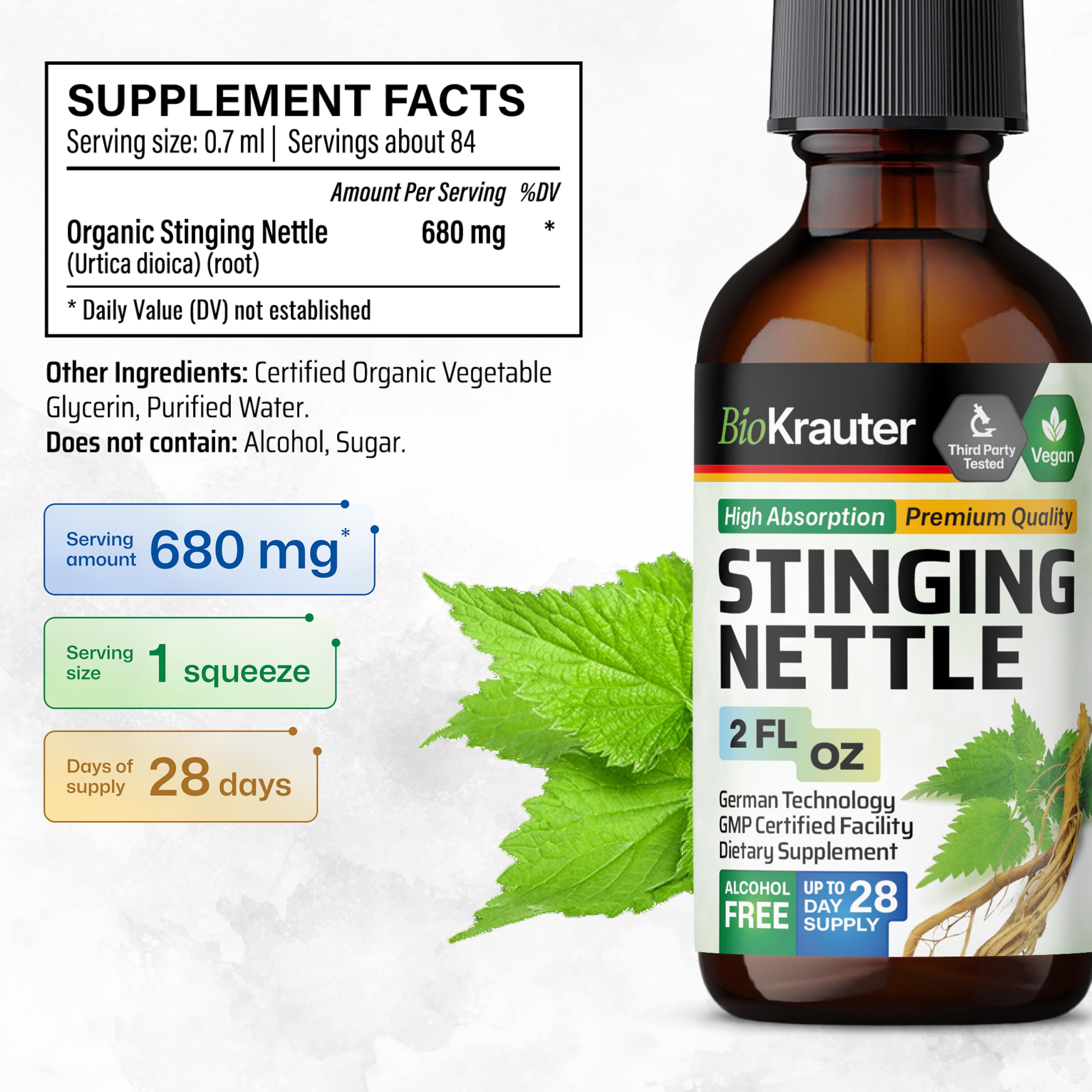 BIO KRAUTER Stinging Nettle Tincture 141g ingredients list