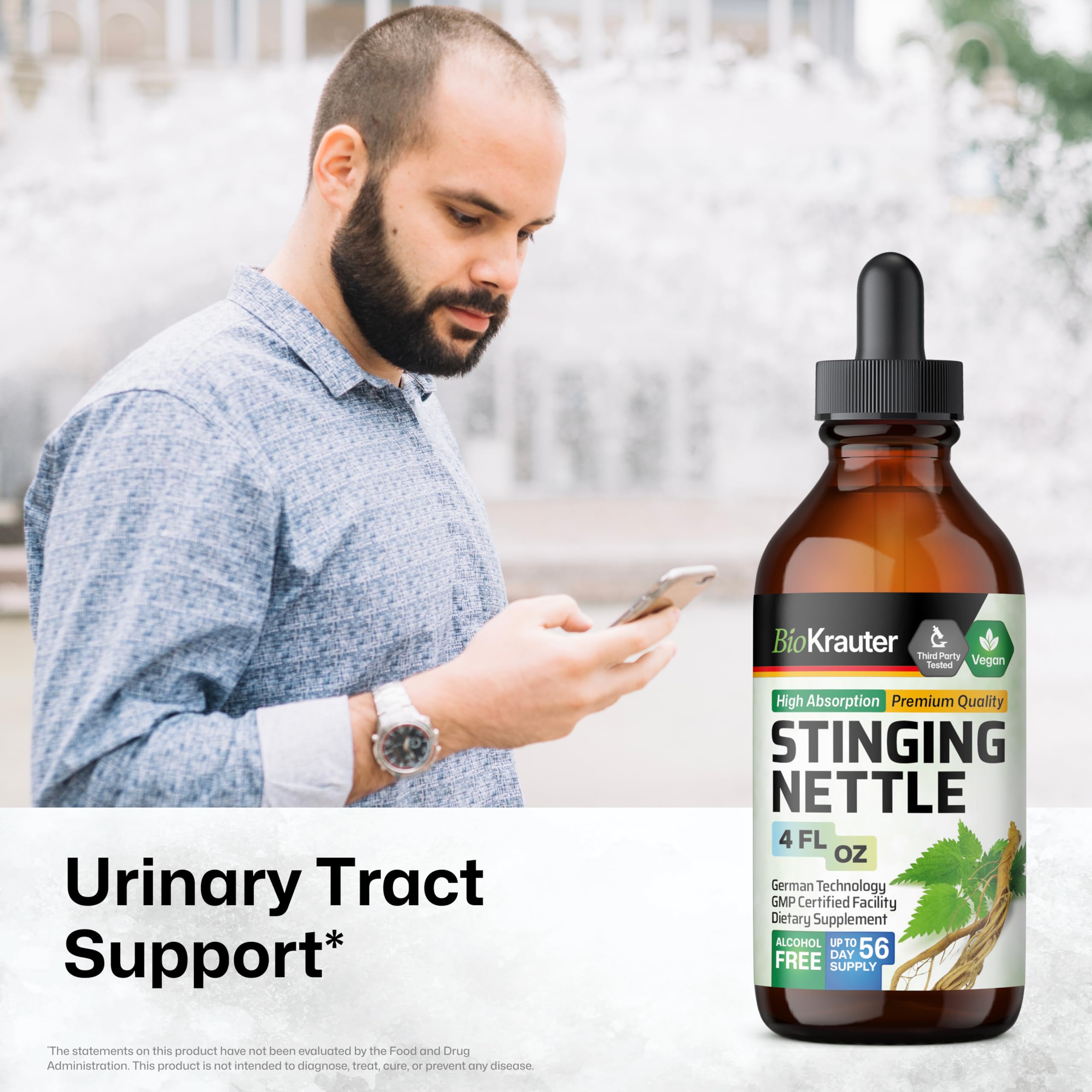 BIO KRAUTER Stinging Nettle Tincture 272g bottle side view