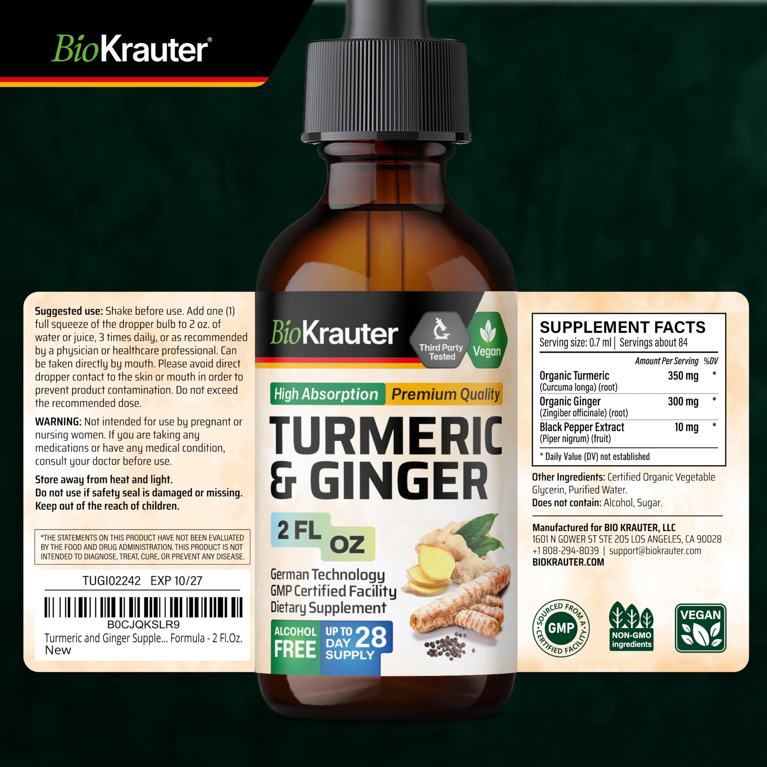 BIO KRAUTER Turmeric and Ginger Liquid Supplement lifestyle scene