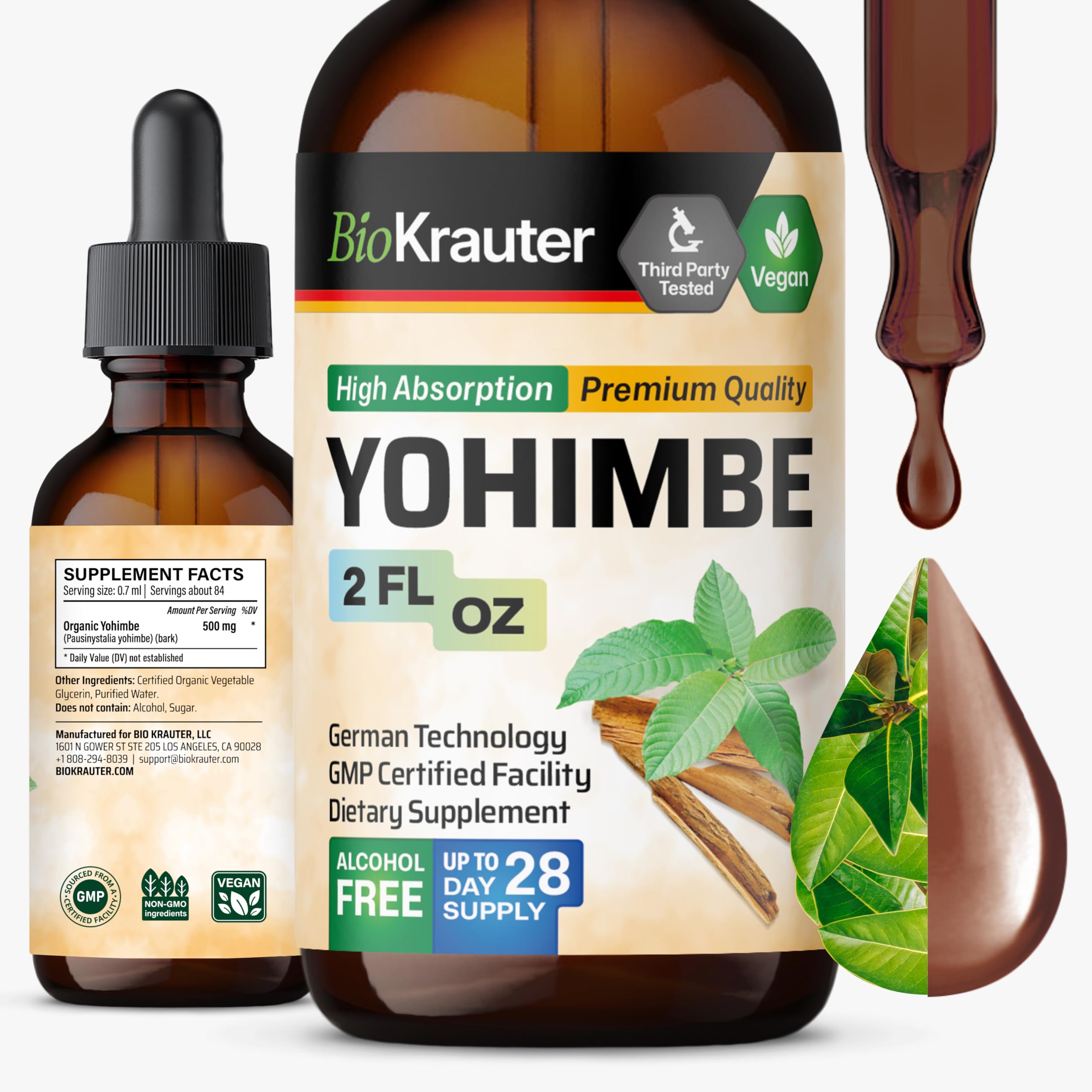 BIO KRAUTER Yohimbe Herbal Supplement front view in packaging