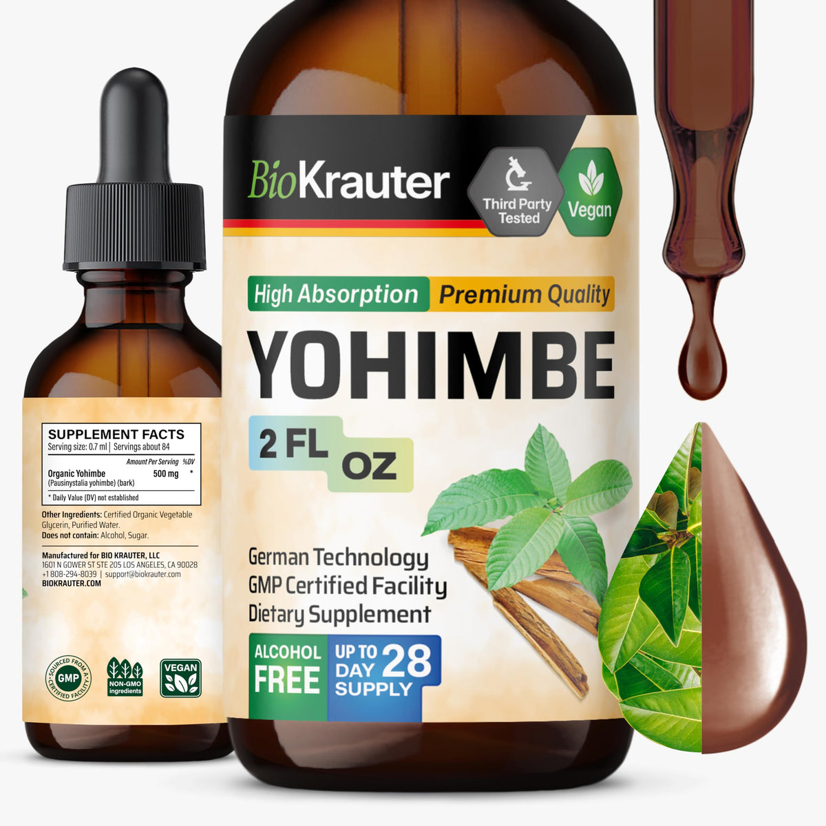 BIO KRAUTER Yohimbe Herbal Supplement front view in packaging