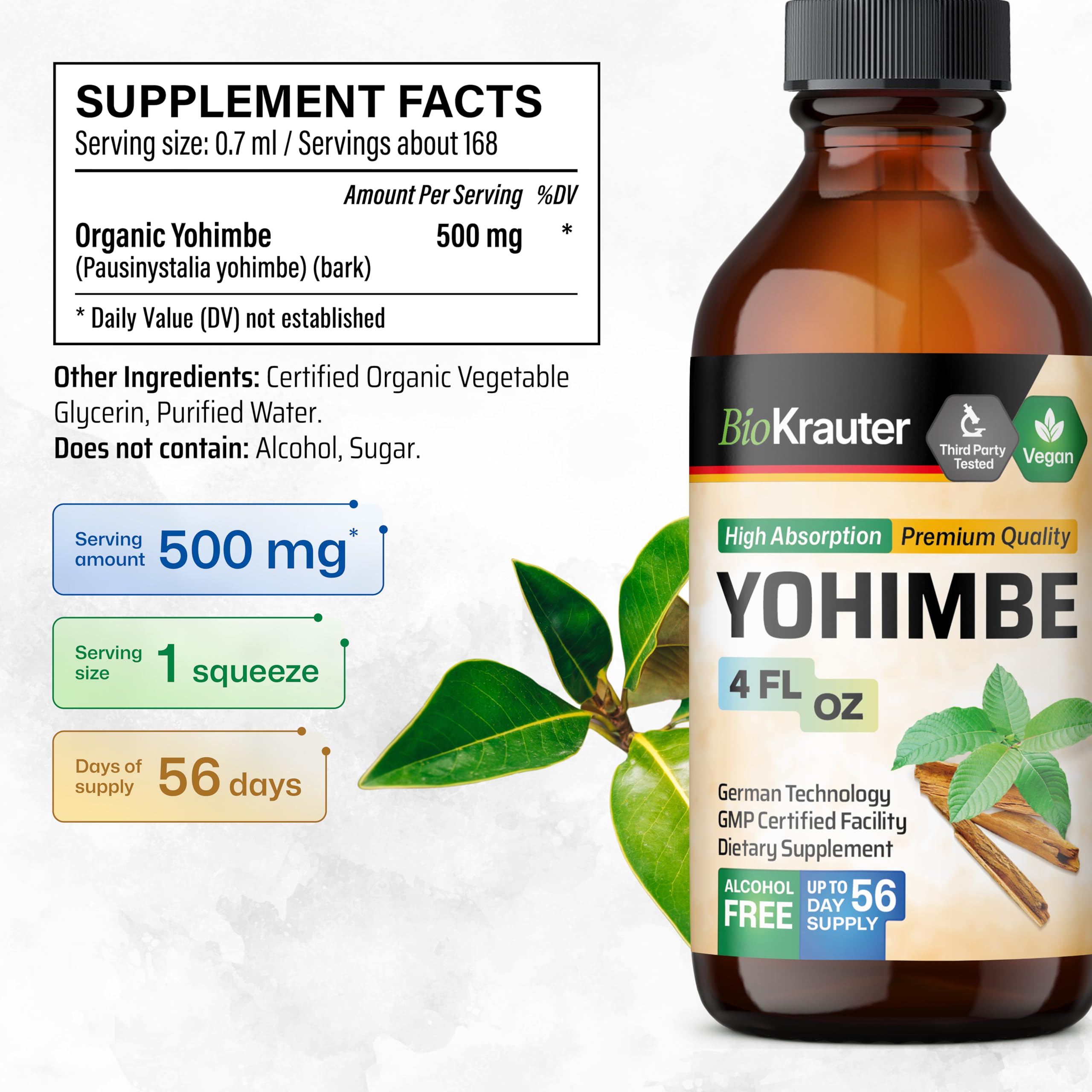 BIO KRAUTER Yohimbe Tincture 270g ingredients list
