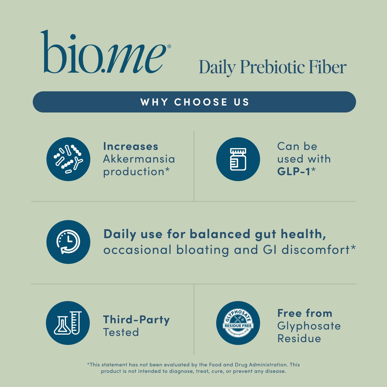 Bio.me Daily Prebiotic Fiber Supplement travel pack back view