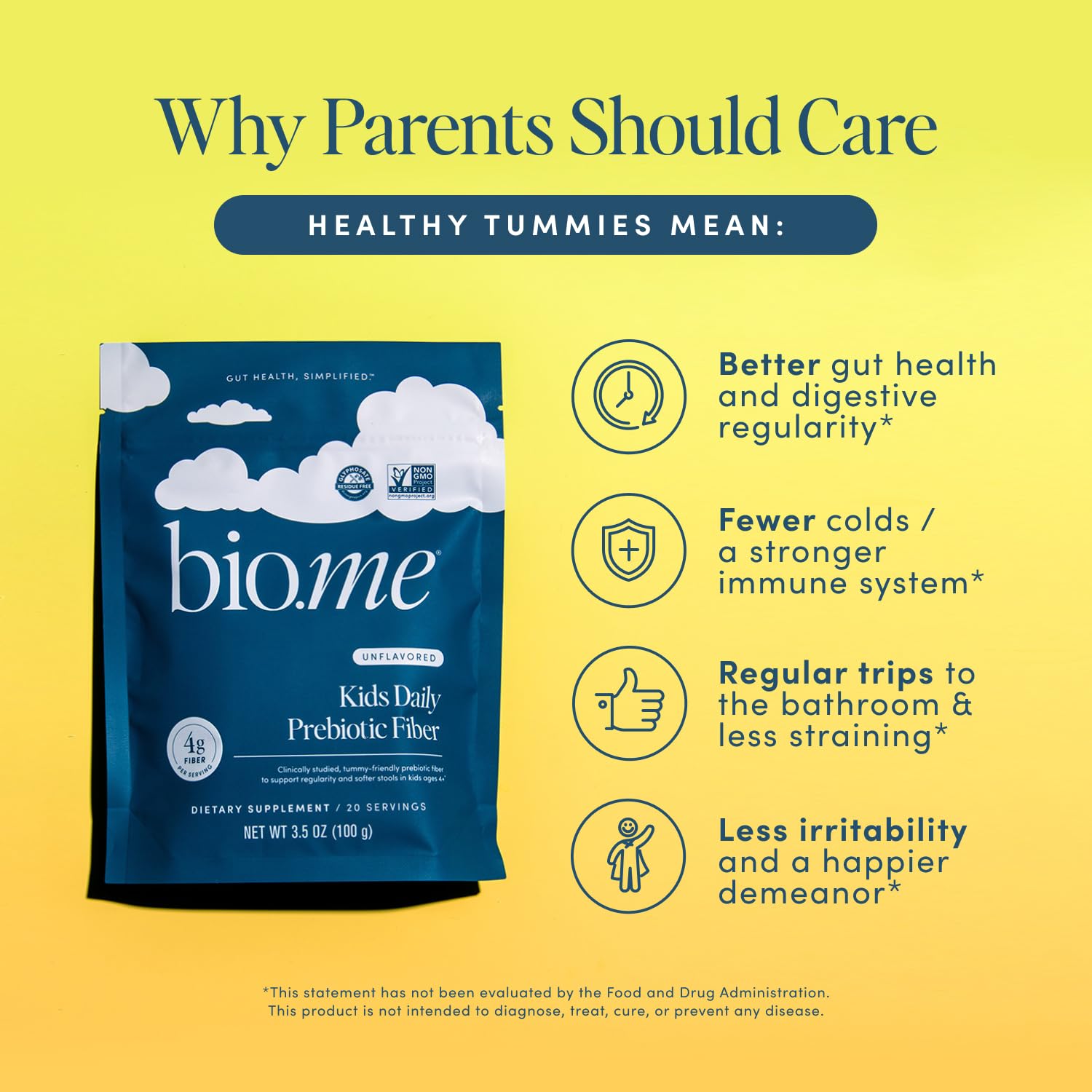 Bio.me Kids Fibre Powder on a kitchen counter