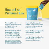 Bio.me Psyllium Husk Fiber Supplement 220g with glass of lemonade