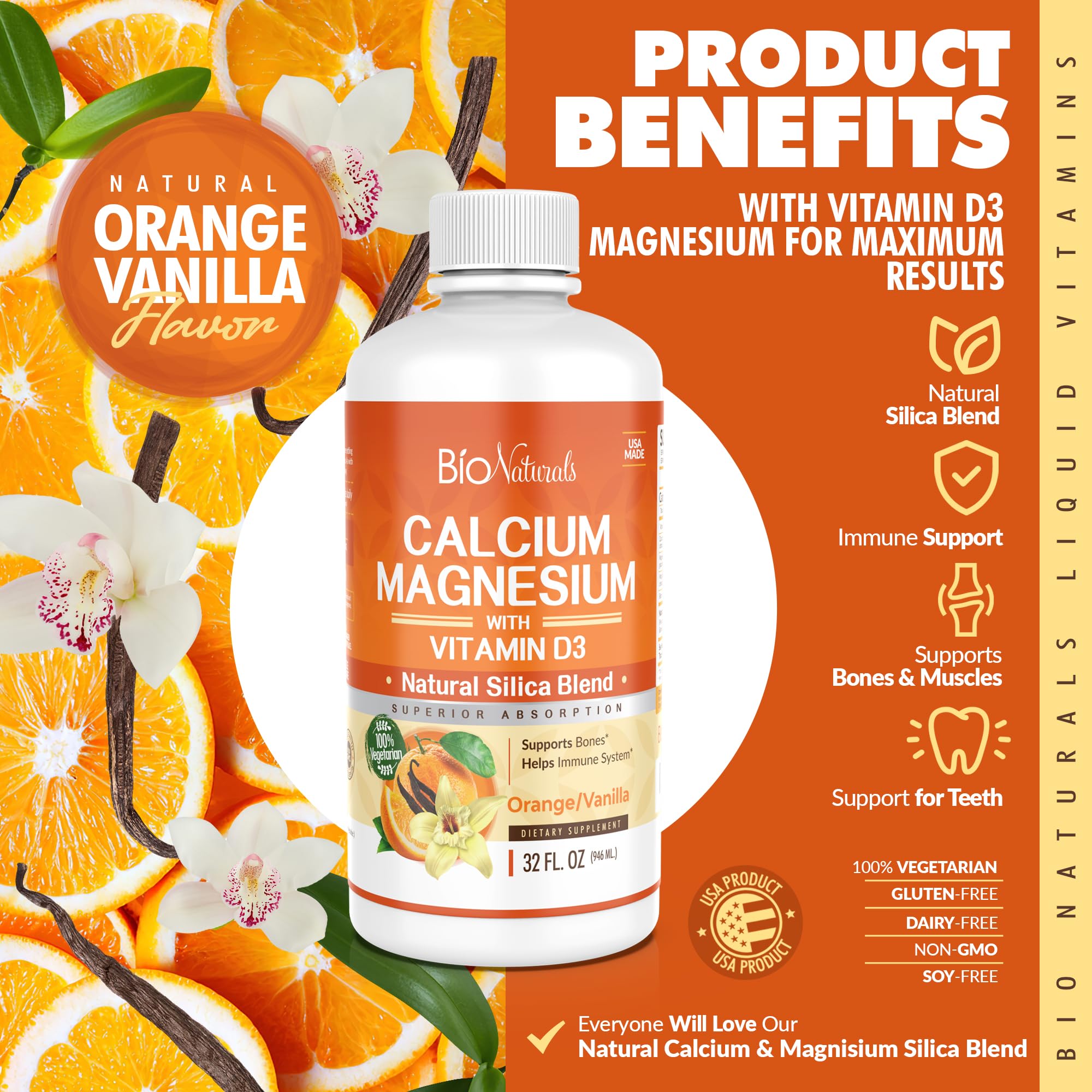Bio Naturals Calcium & Magnesium Liquid Supplement with packaging