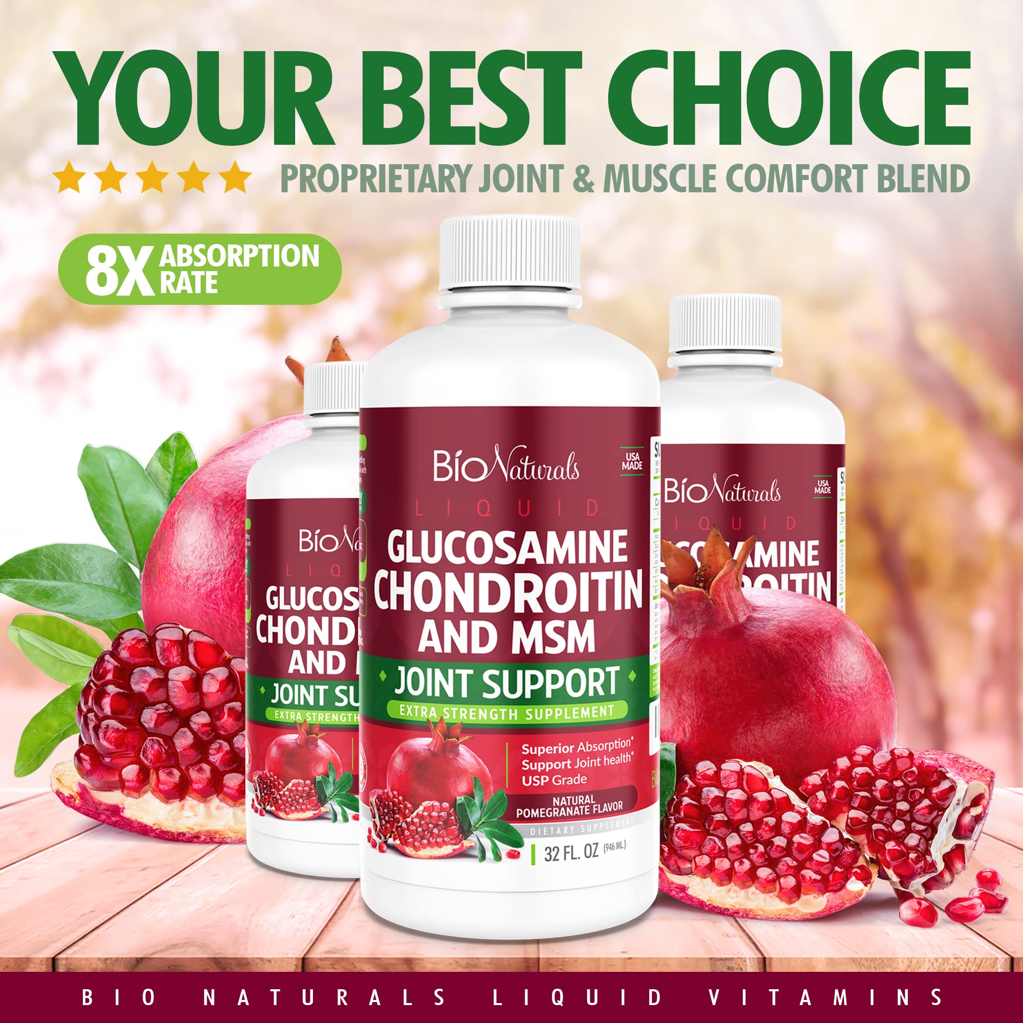 Bio Naturals Glucosamine Chondroitin Supplement liquid with fresh tart cherries