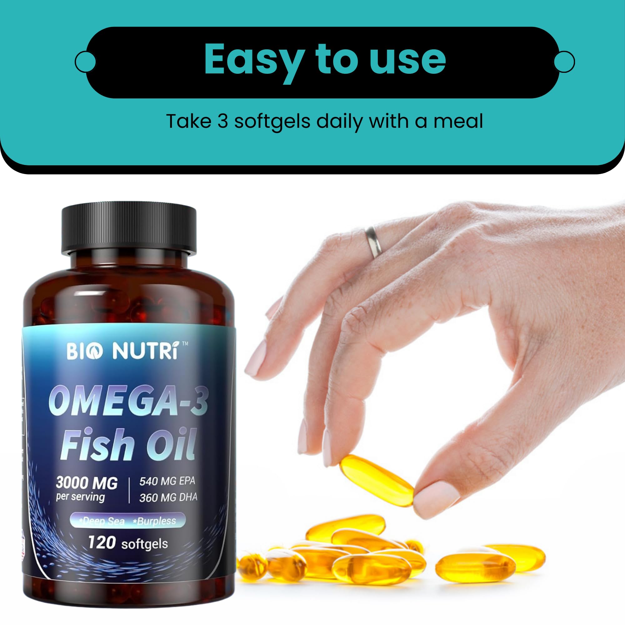 BIO NUTRI Fish Oil Omega 3 Supplements 3000mg ingredients list
