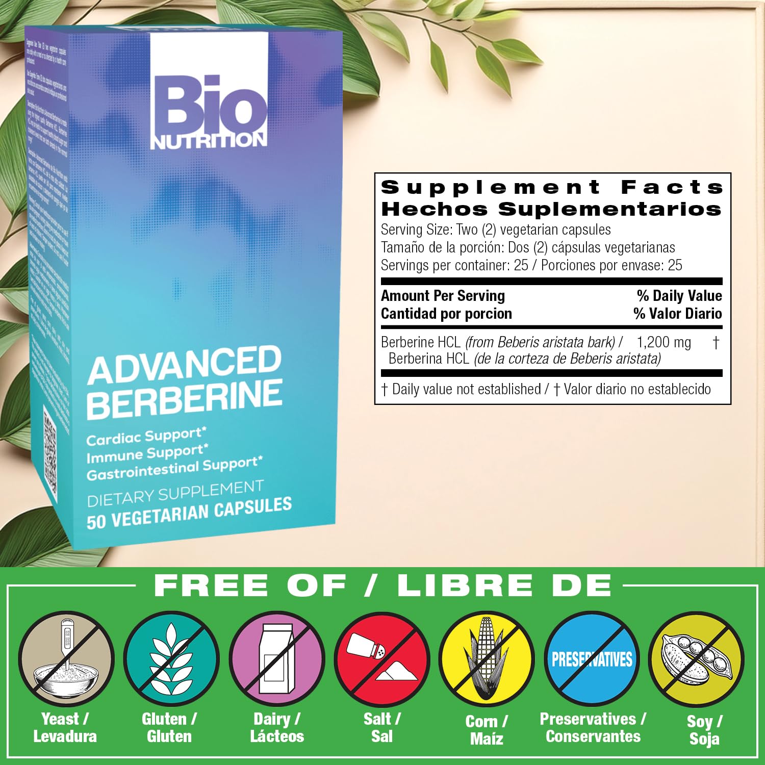 Bio Nutrition Advanced Berberine side view showing capsule count