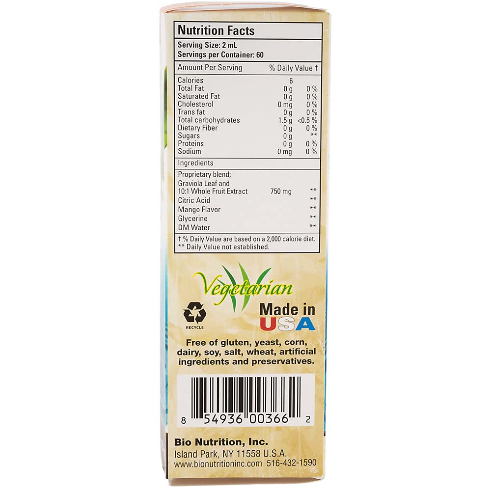 Bio Nutrition Graviola Extract liquid pouring into a glass