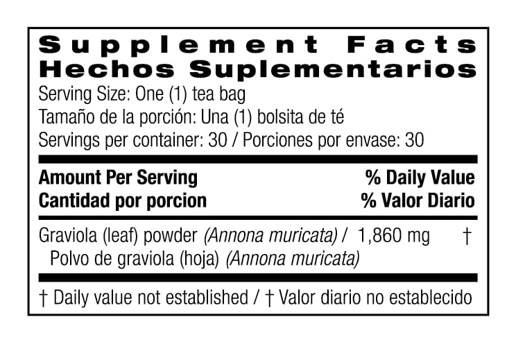 Bio Nutrition Graviola Tea individual tea bag close-up