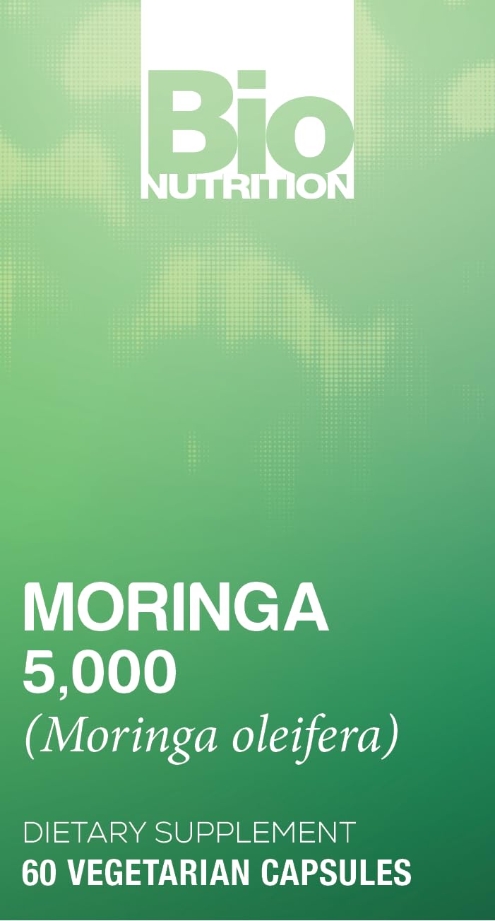 Bio Nutrition Moringa 5000mg 60 Vegetarian Capsules close-up of capsules