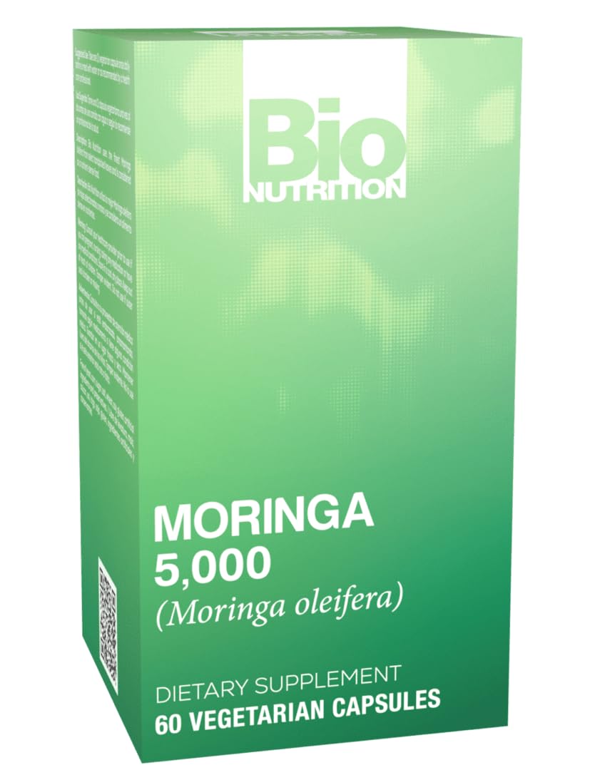 Bio Nutrition Moringa 5000mg 60 Vegetarian Capsules front view