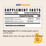 BIO POTENTIA Vitamin D3 + K2 Softgels bottle with label