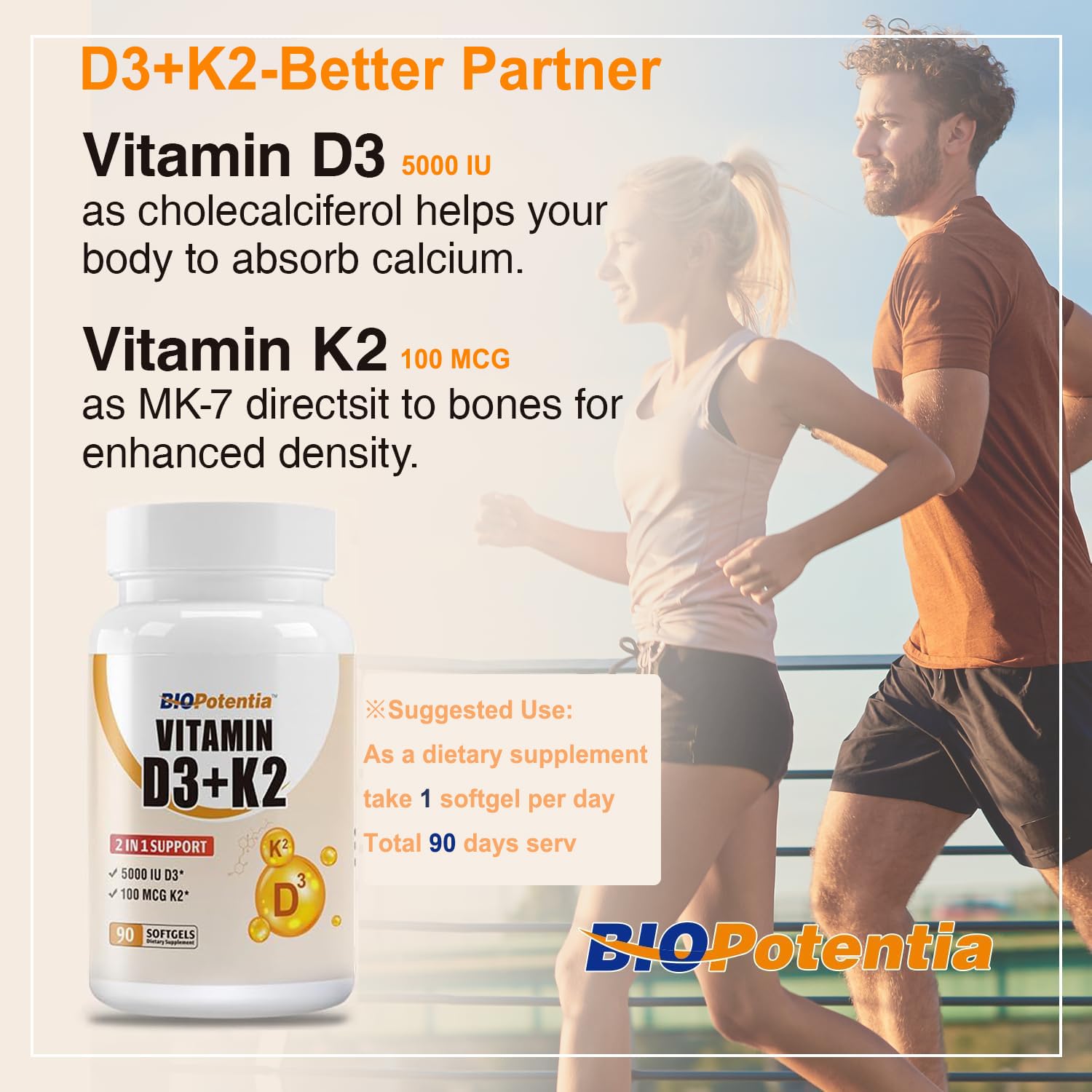 BIO POTENTIA Vitamin D3 + K2 Softgels close-up of softgel