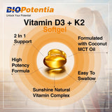 BIO POTENTIA Vitamin D3 + K2 Softgels in hand
