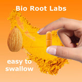 Bio Root Labs Turmeric Curcumin Supplement bottle with background