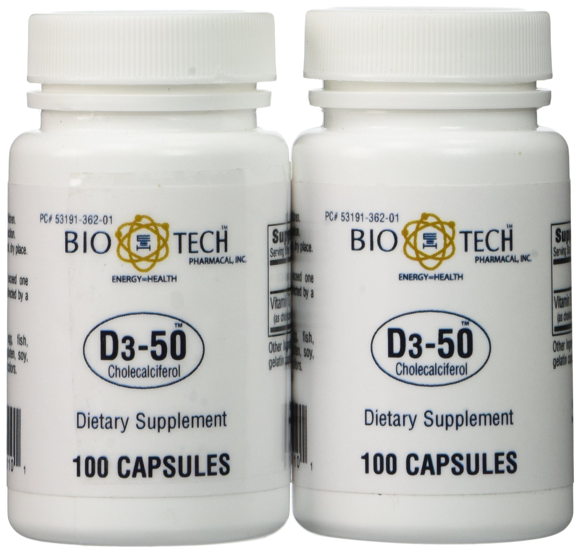 Bio-Tech D3-50 Vitamin D3 50,000 IU 200 capsules front view