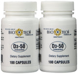 Bio-Tech D3-50 Vitamin D3 50,000 IU 200 capsules front view