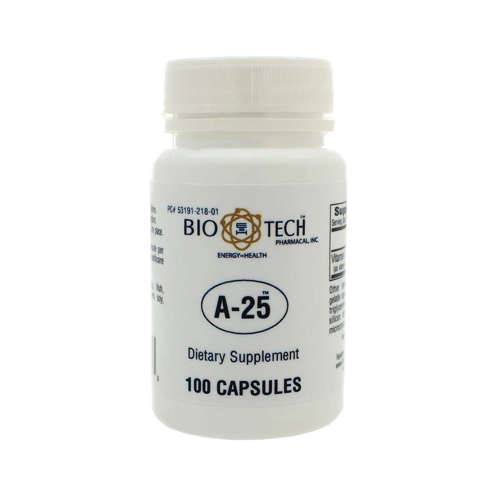 Bio-Tech Pharmacal A-25 Vitamin A 25,000 IU 100 Capsules front view