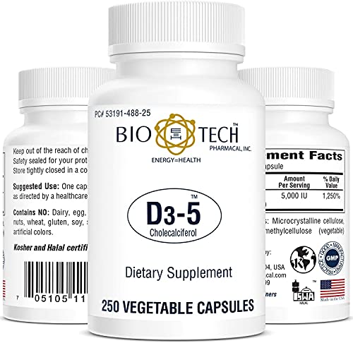 Bio-Tech Pharmacal D3-5 5000 IU vegetable capsules close-up