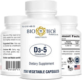 Bio-Tech Pharmacal D3-5 5000 IU vegetable capsules with a glass of water