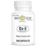 Bio-Tech Pharmacal D3-5 5000iu Vitamin D3 250 Capsules front view