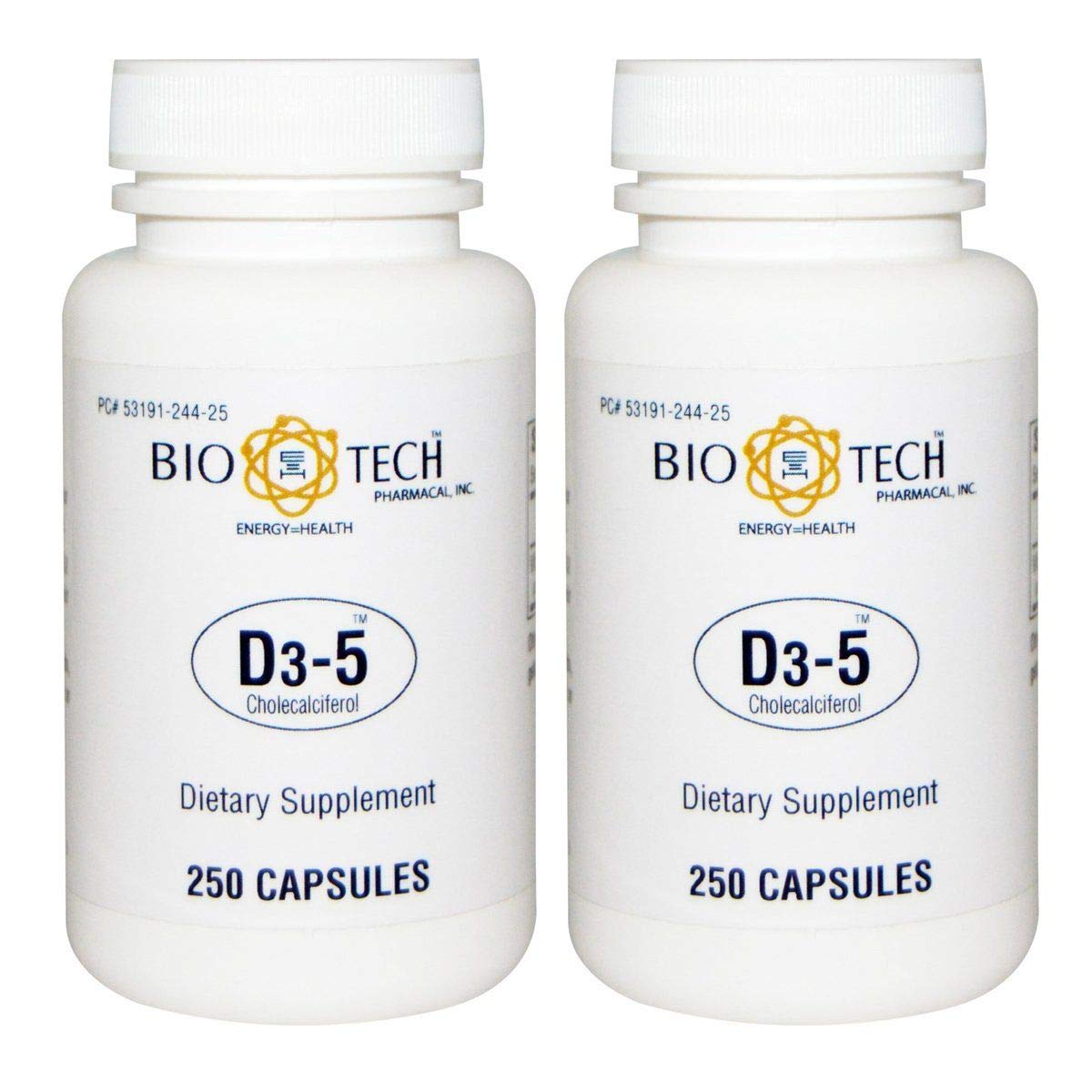 Bio-Tech Pharmacal D3-5 Vitamin D3 5000 IU 500 Tablets front view