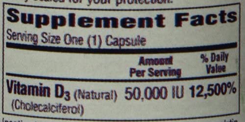 Bio-Tech Pharmacal D3-50 50,000 IU Vitamin D supplement capsules in a bowl