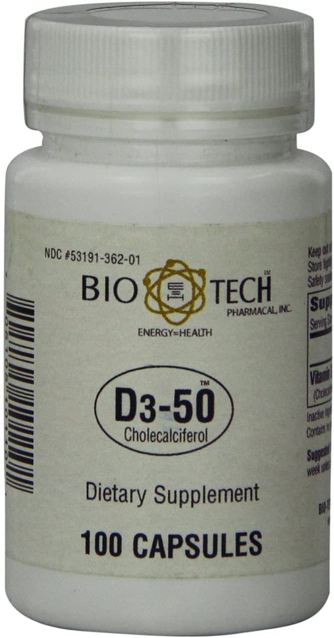 Bio-Tech Pharmacal D3-50 50,000 IU Vitamin D supplement front view