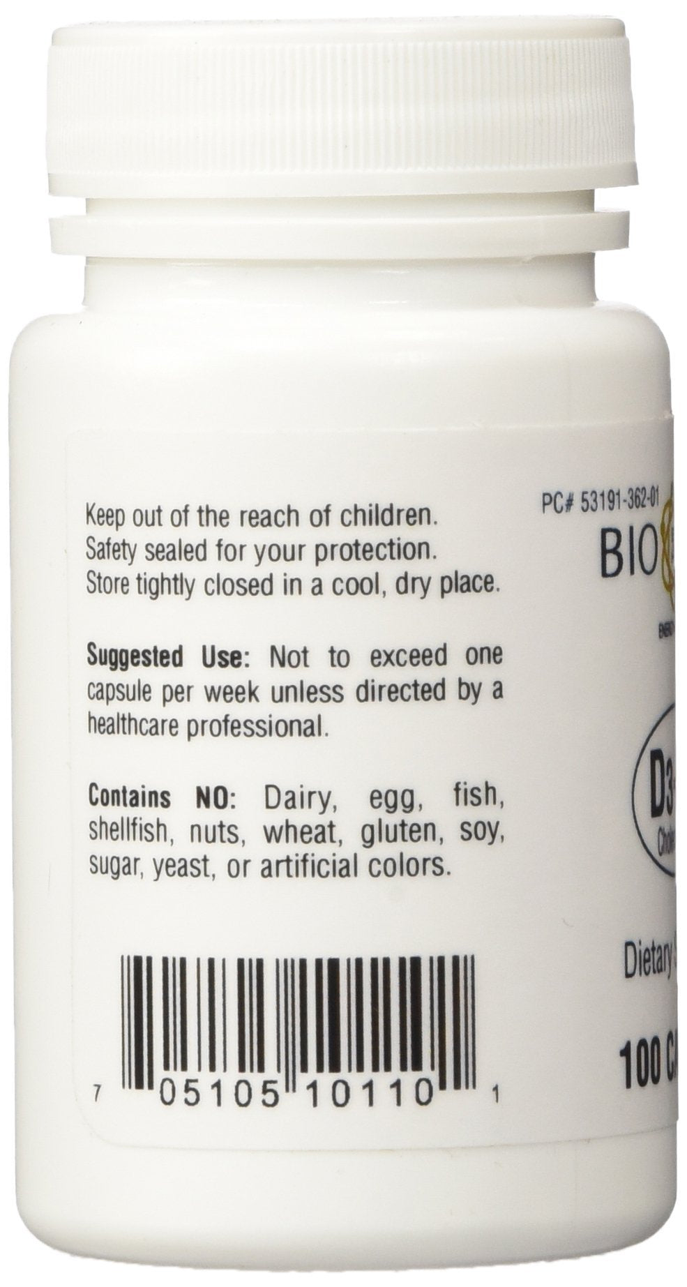 Bio-Tech Pharmacal D3-50 Vitamin D 50,000 IU supplement bottle with cap