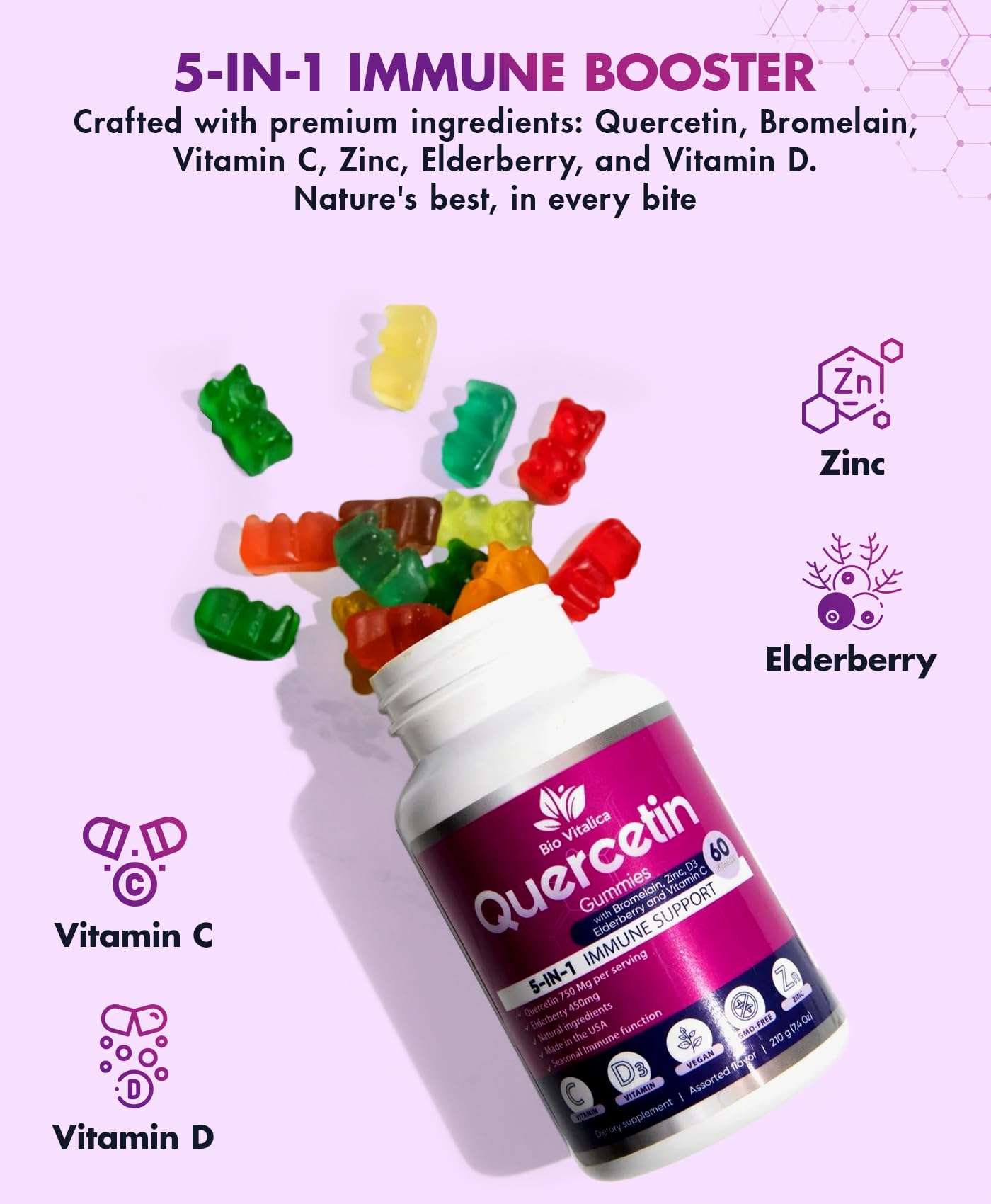 BIO VITALICA Elderberry Gummies close-up of gummies
