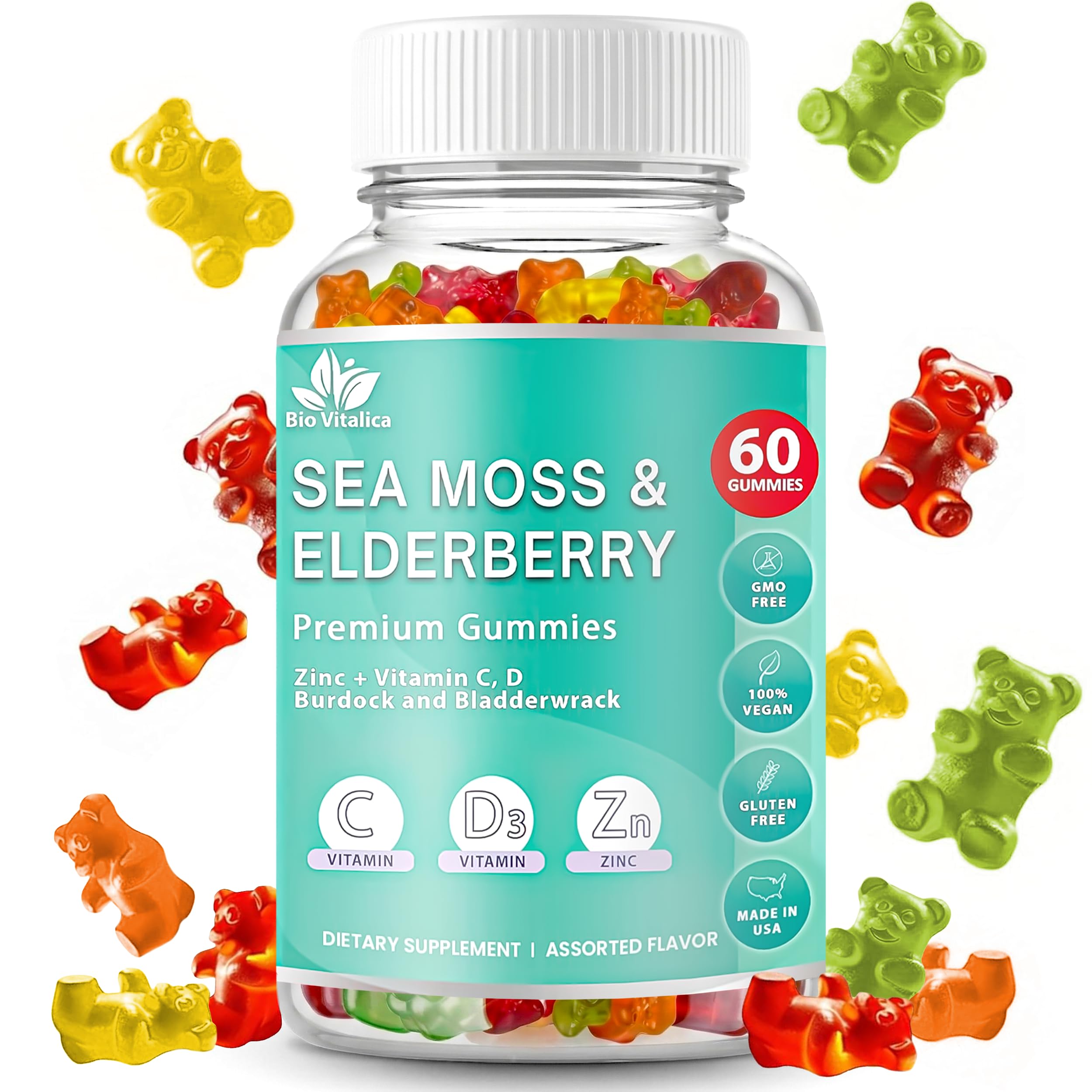 BIO VITALICA Sea Moss & Elderberry Gummies front view