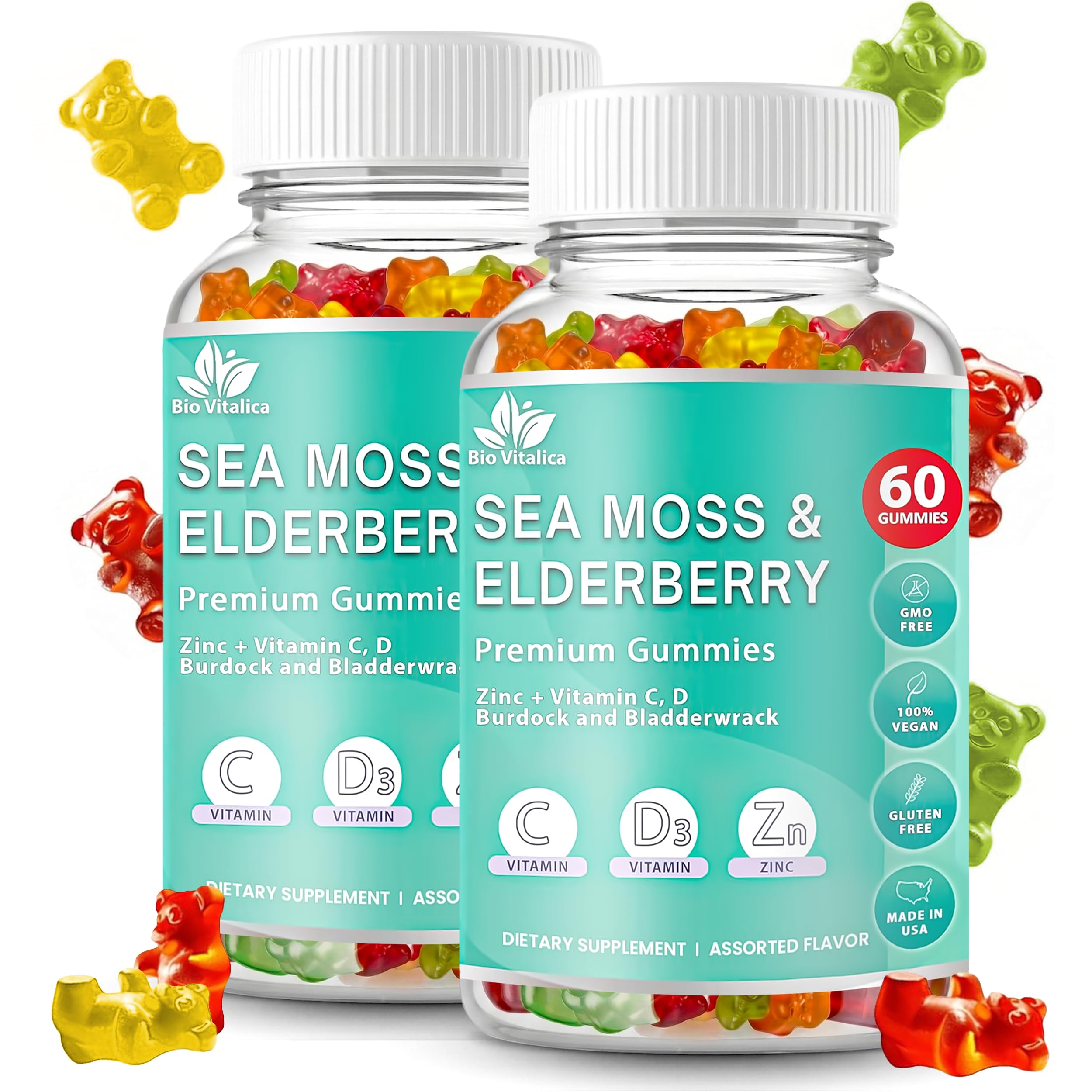 BIO VITALICA Sea Moss & Elderberry Gummies front view