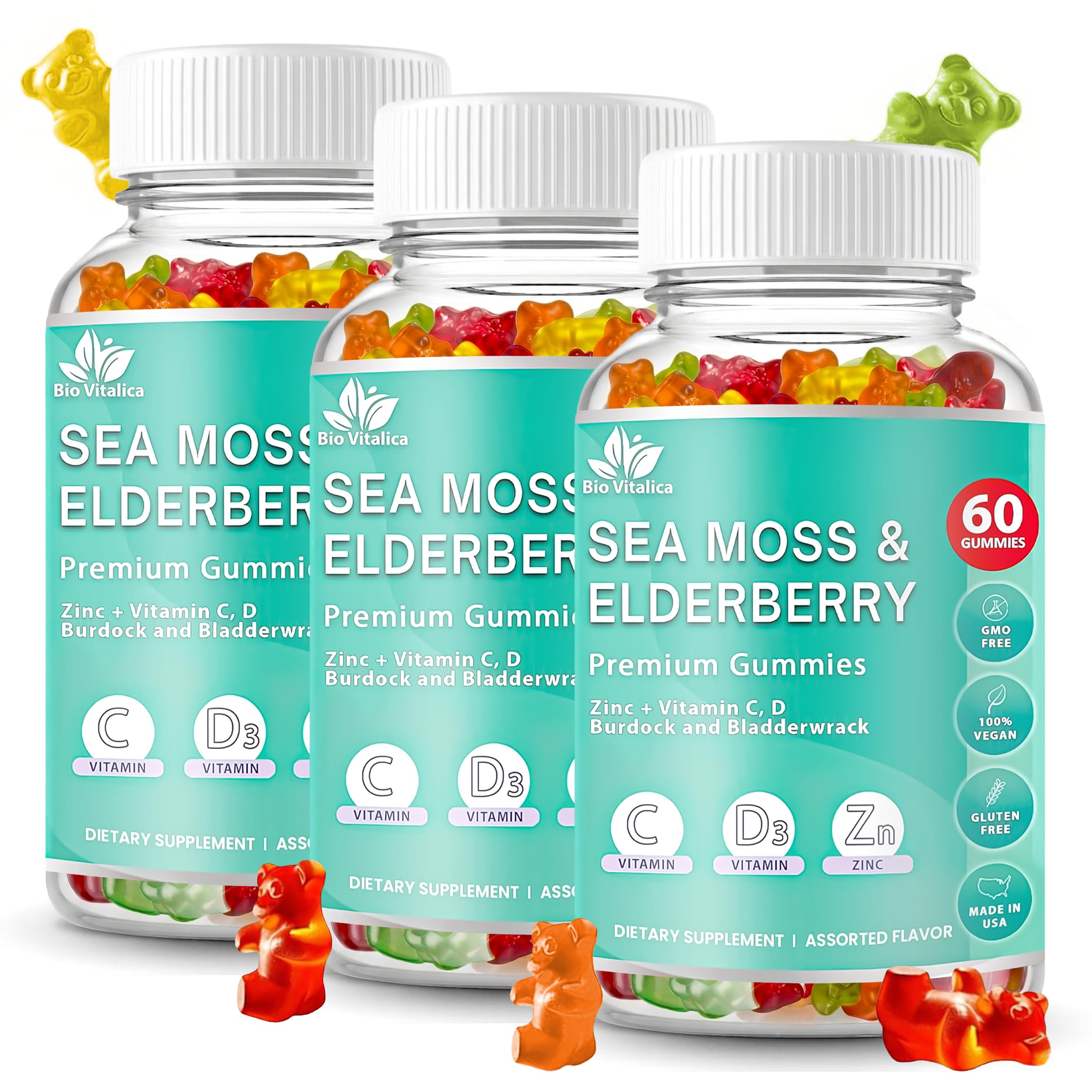 BIO VITALICA Sea Moss Gummies front view packaging