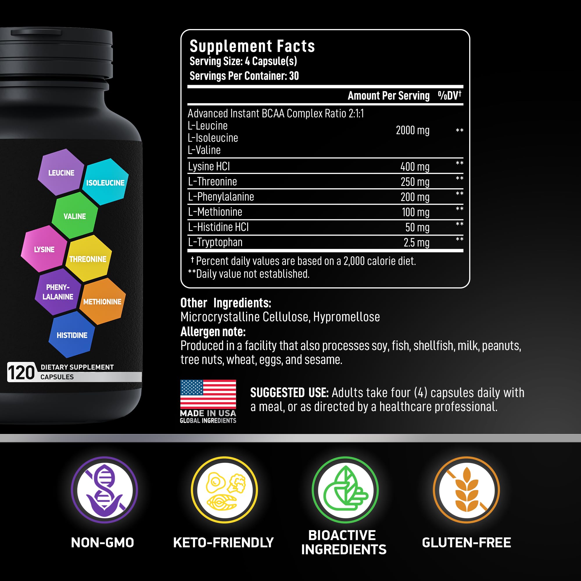 BIOACTIVE LABS BCAAs Complete Amino Acid Complex packaging