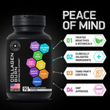 BIOACTIVE LABS Complete Multi Collagen Complex Capsules with a glass of water