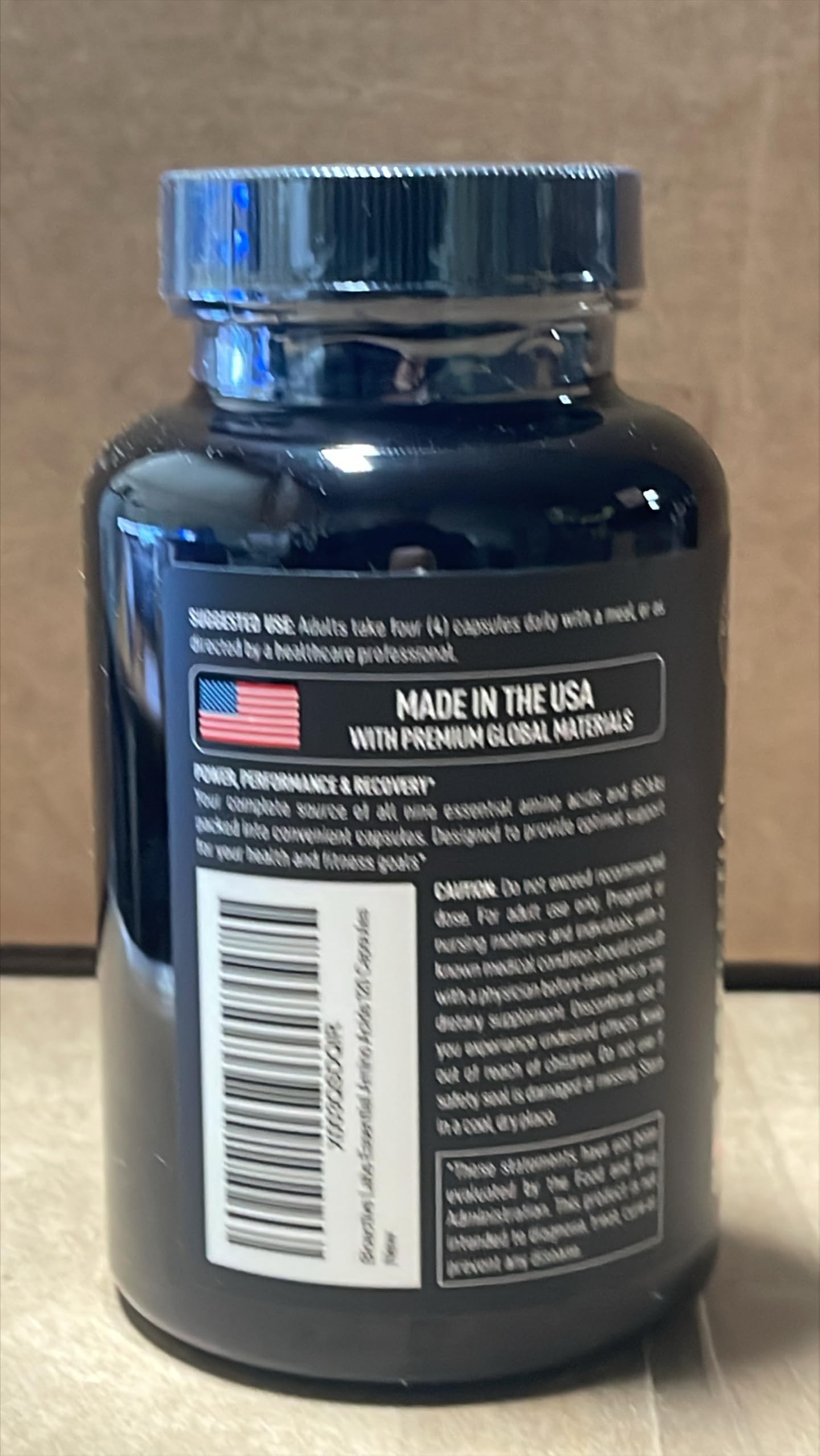 BIOACTIVE LABS Essential Amino Acid Complex 290g capsules with ingredients list