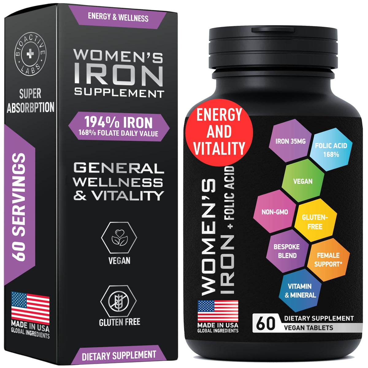 BIOACTIVE LABS Iron Supplement for Women front view