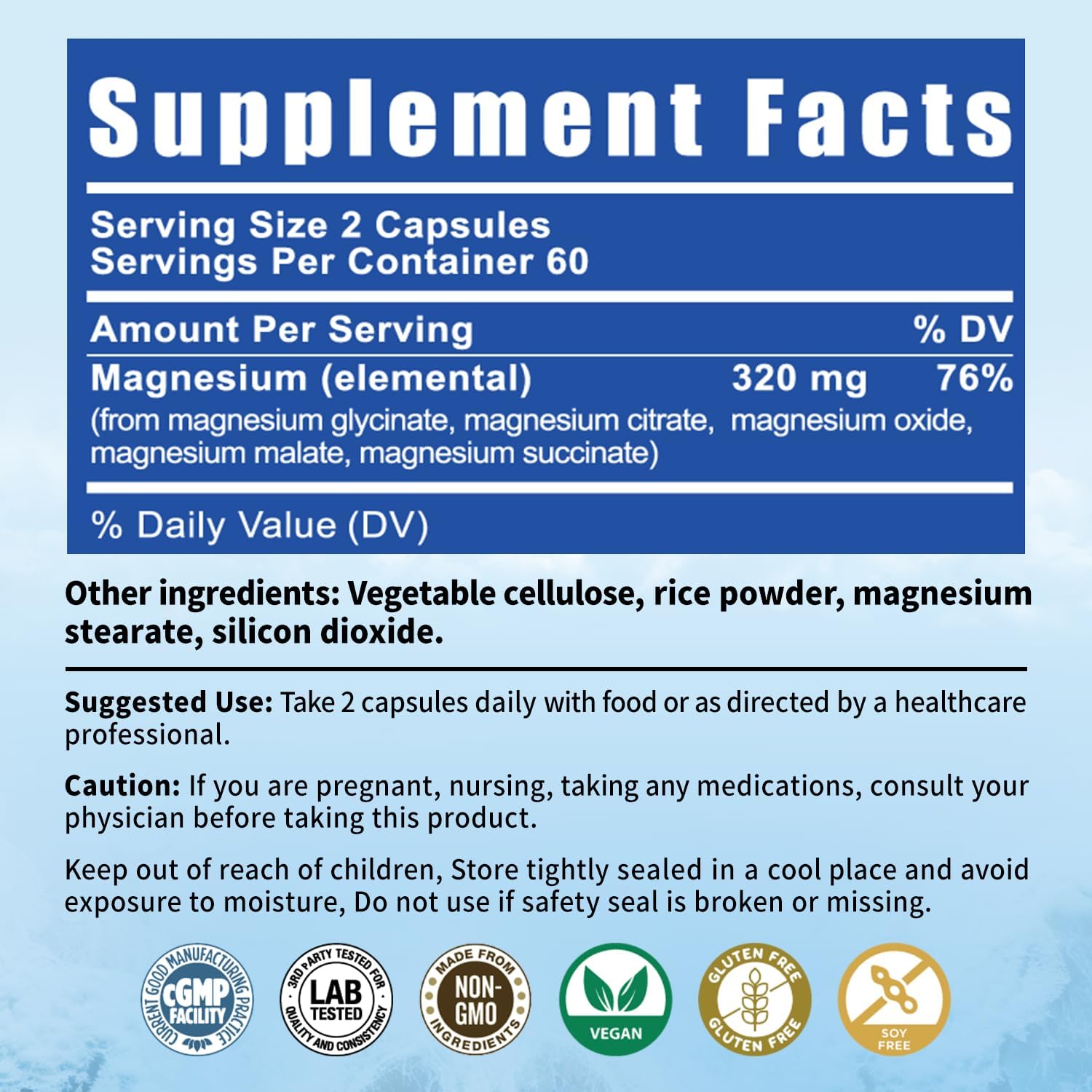 BioBenevo Magnesium Complex 320mg capsules with natural background