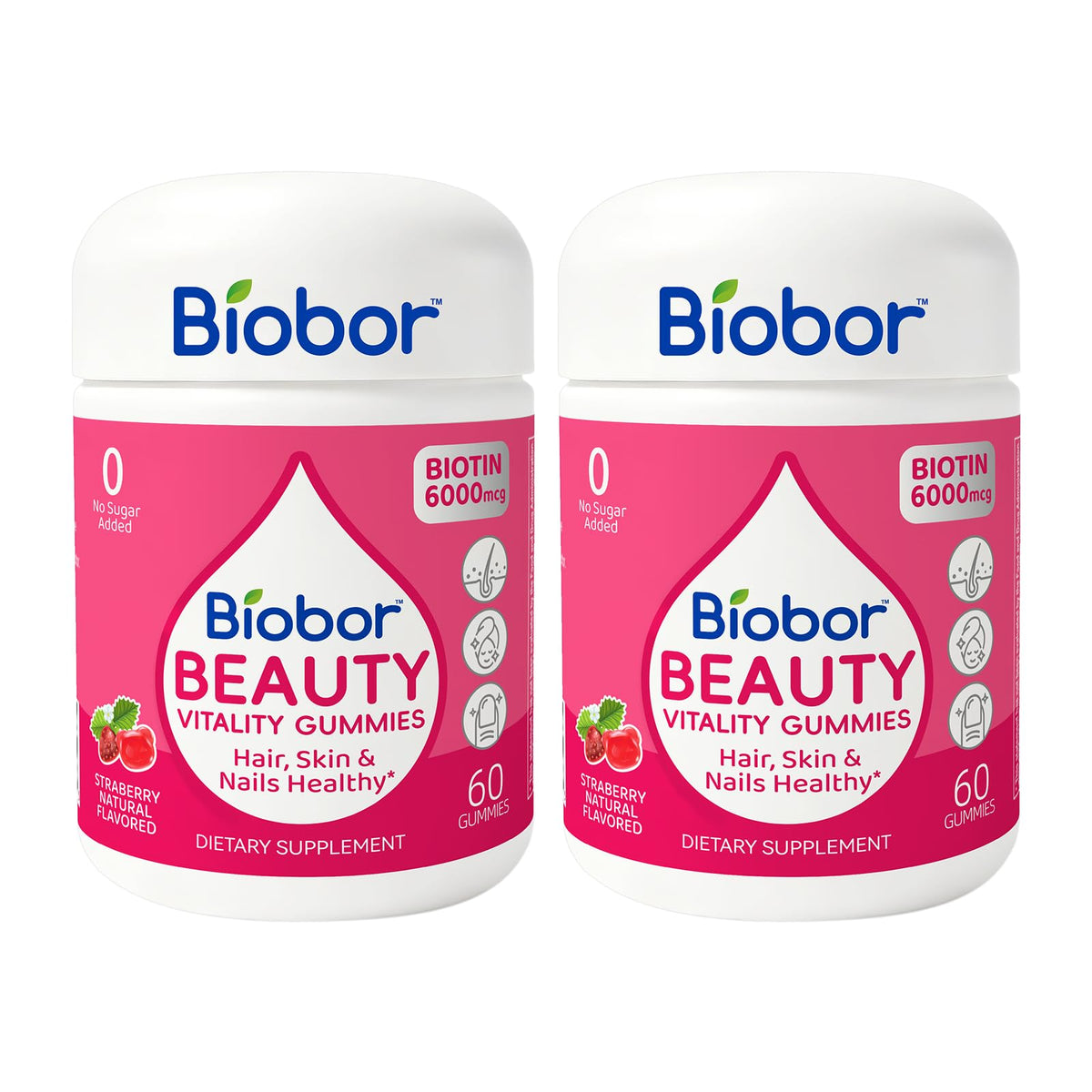 Biobor Biotin Gummies 6000mcg bottle front view